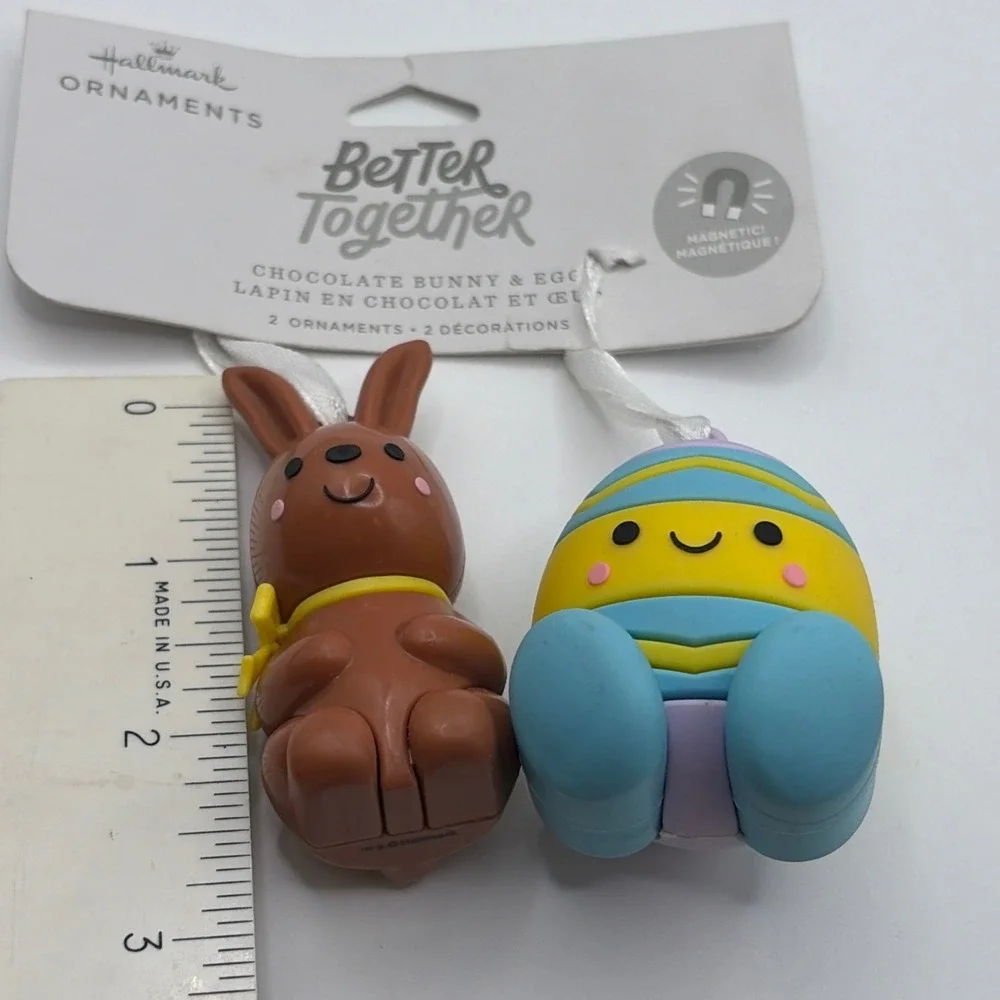 Hallmark Better Together Chocolate Bunny and Egg Magnetic Ornaments 2-Piece Set